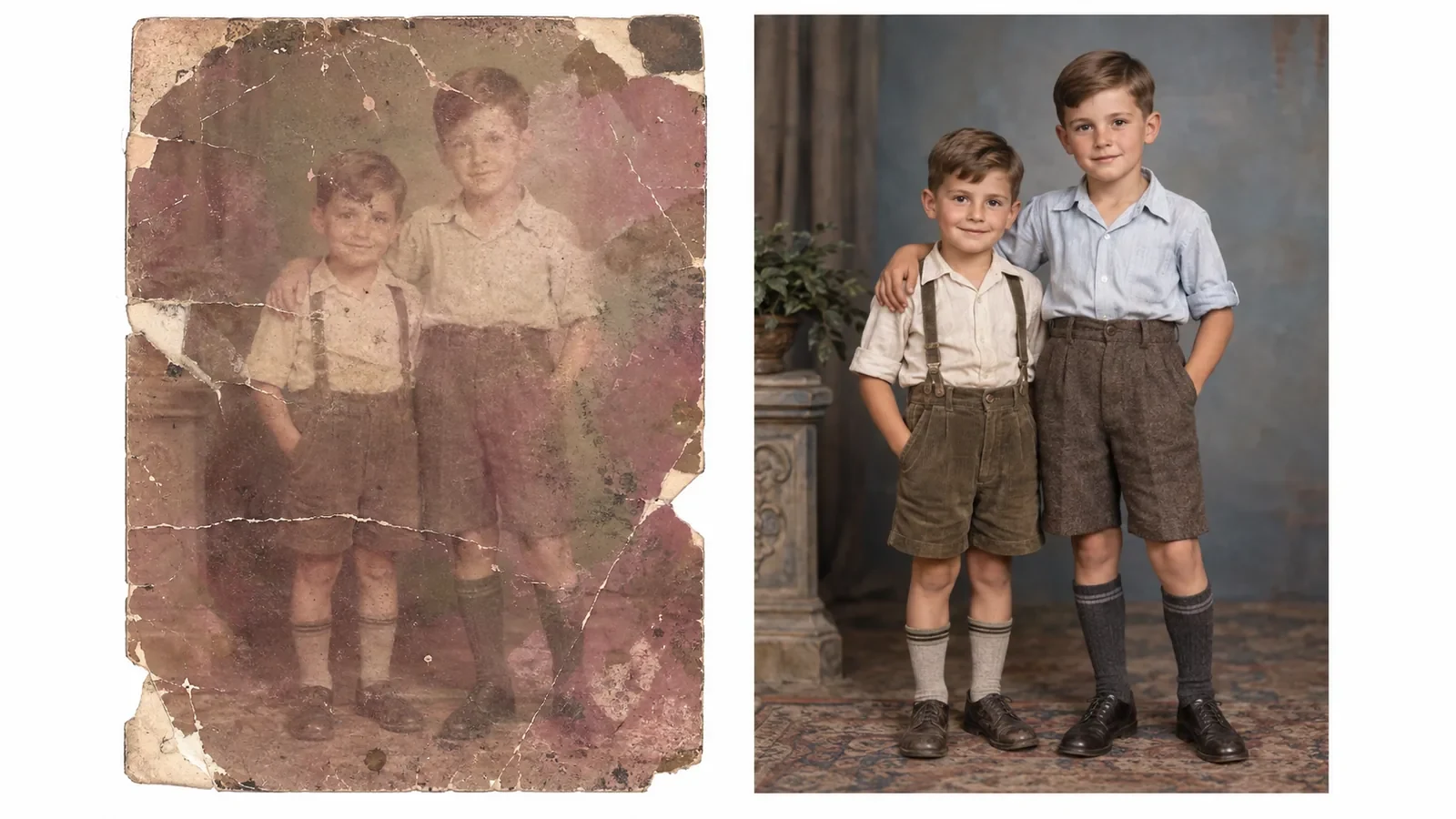 Пример работы студии до и после: сравнение старой и восстановленной цифровой фотографии — сколько стоит реставрация старой фотографии