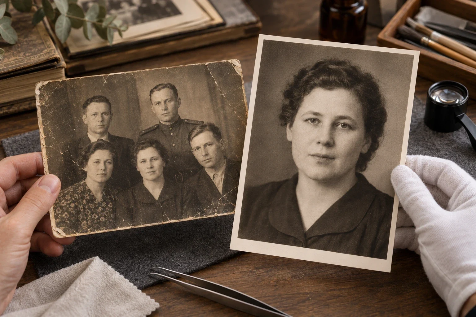 Памятный портрет, восстановленный по старой фотографии — этап или дополнительный пример 1 к статье «Фото на памятник из старой фотографии»