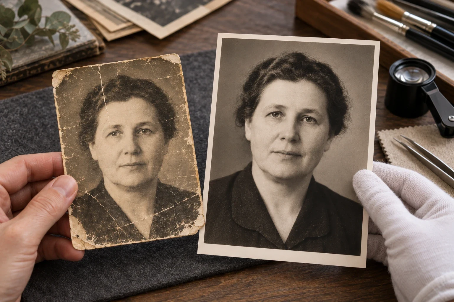 Памятный портрет, восстановленный по старой фотографии — этап или дополнительный пример 2 к статье «Фото на памятник из старой фотографии»