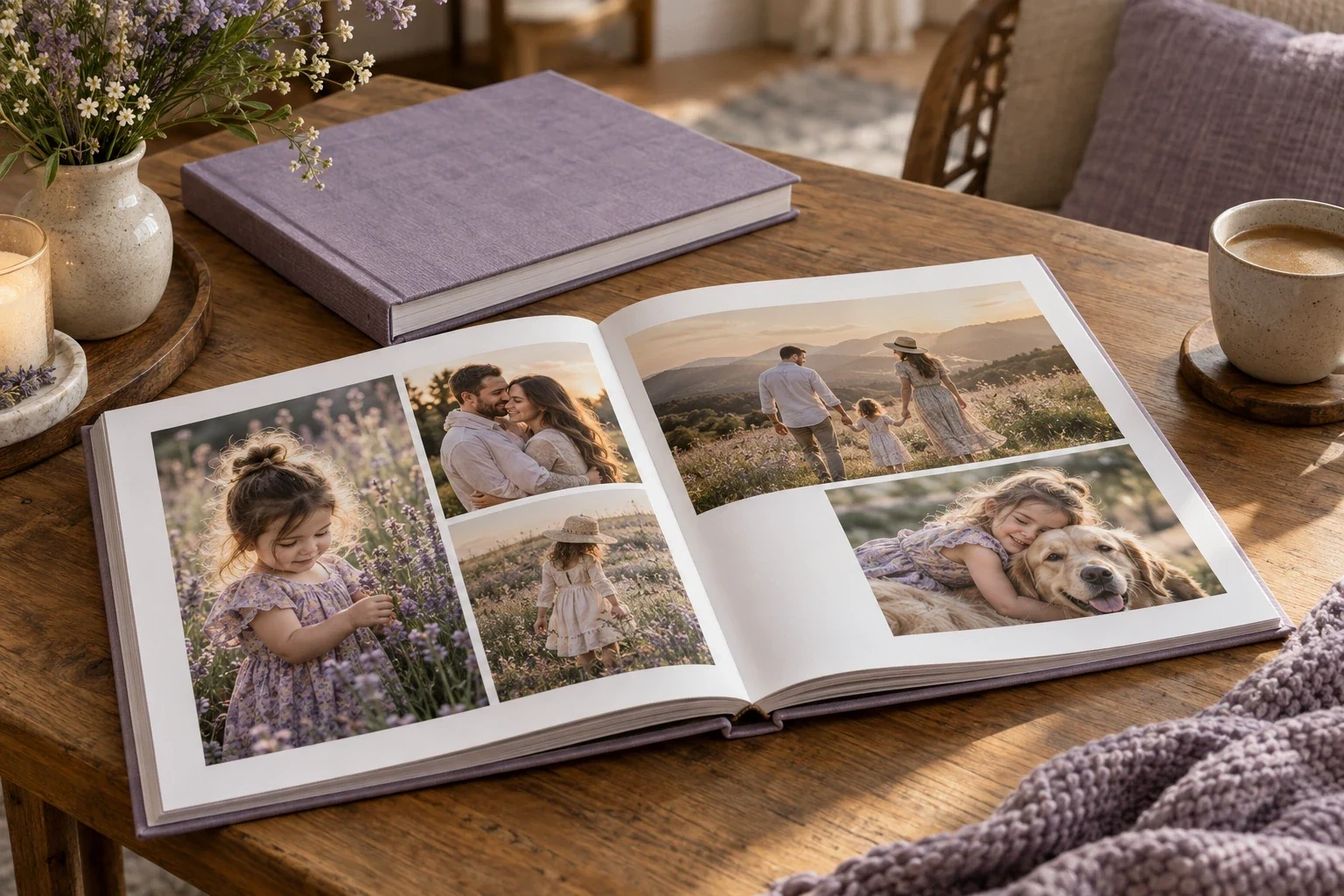 Разворот персональной книги по семейным фотографиям — индивидуальная книга по фотографиям