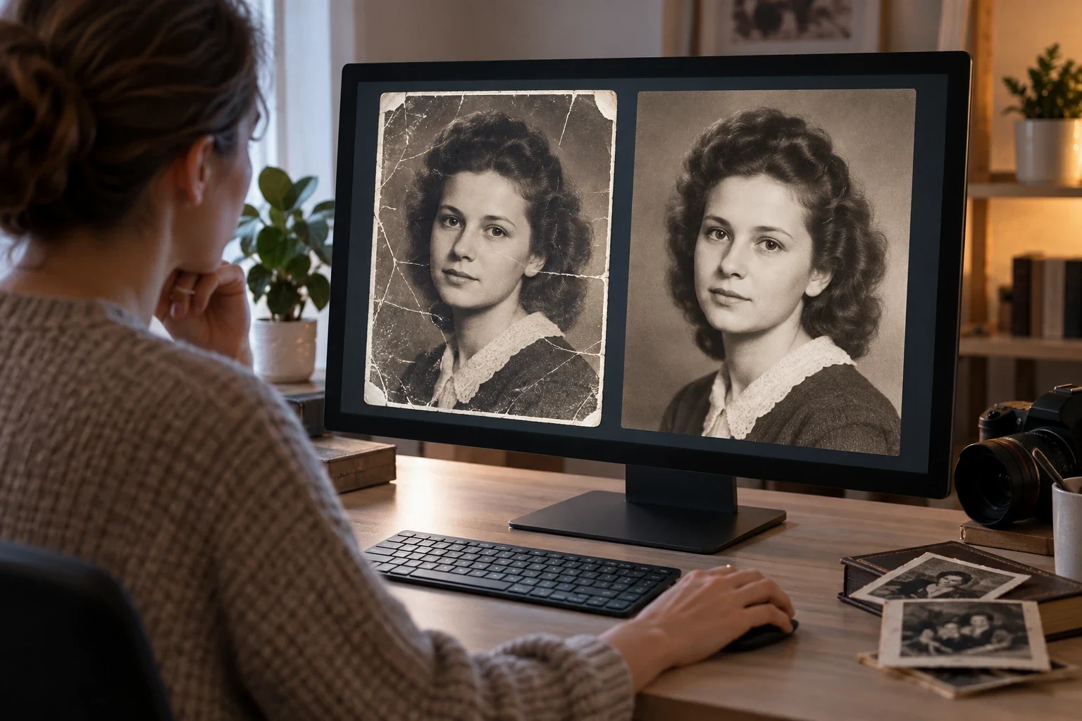 Старая фотография до и после цифровой реставрации — как оцифровать семейный фотоархив