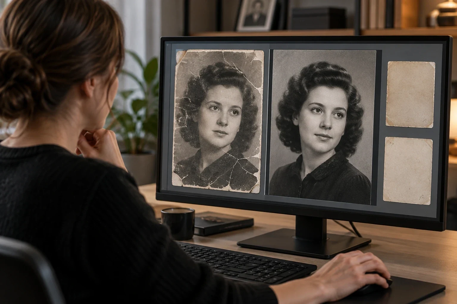 Старая фотография до и после цифровой реставрации — этап или дополнительный пример 2 к статье «Как оцифровать семейный фотоархив»