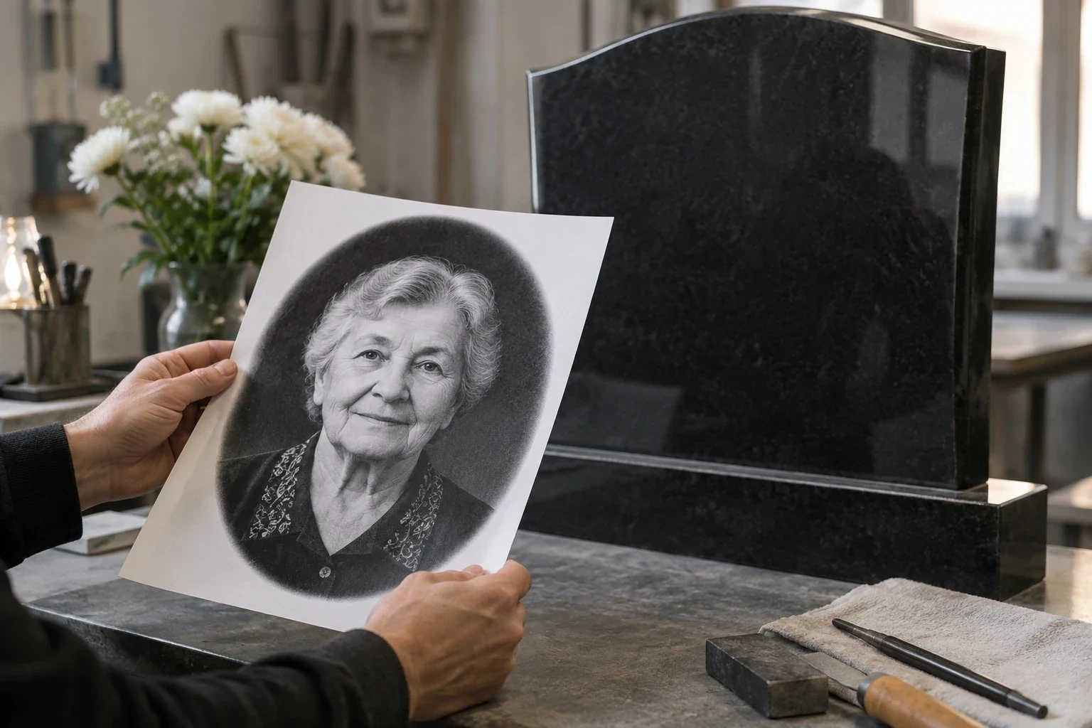 Памятный портрет, восстановленный по старой фотографии — этап или дополнительный пример 3 к статье «Подготовка фото для гравировки на памятник»