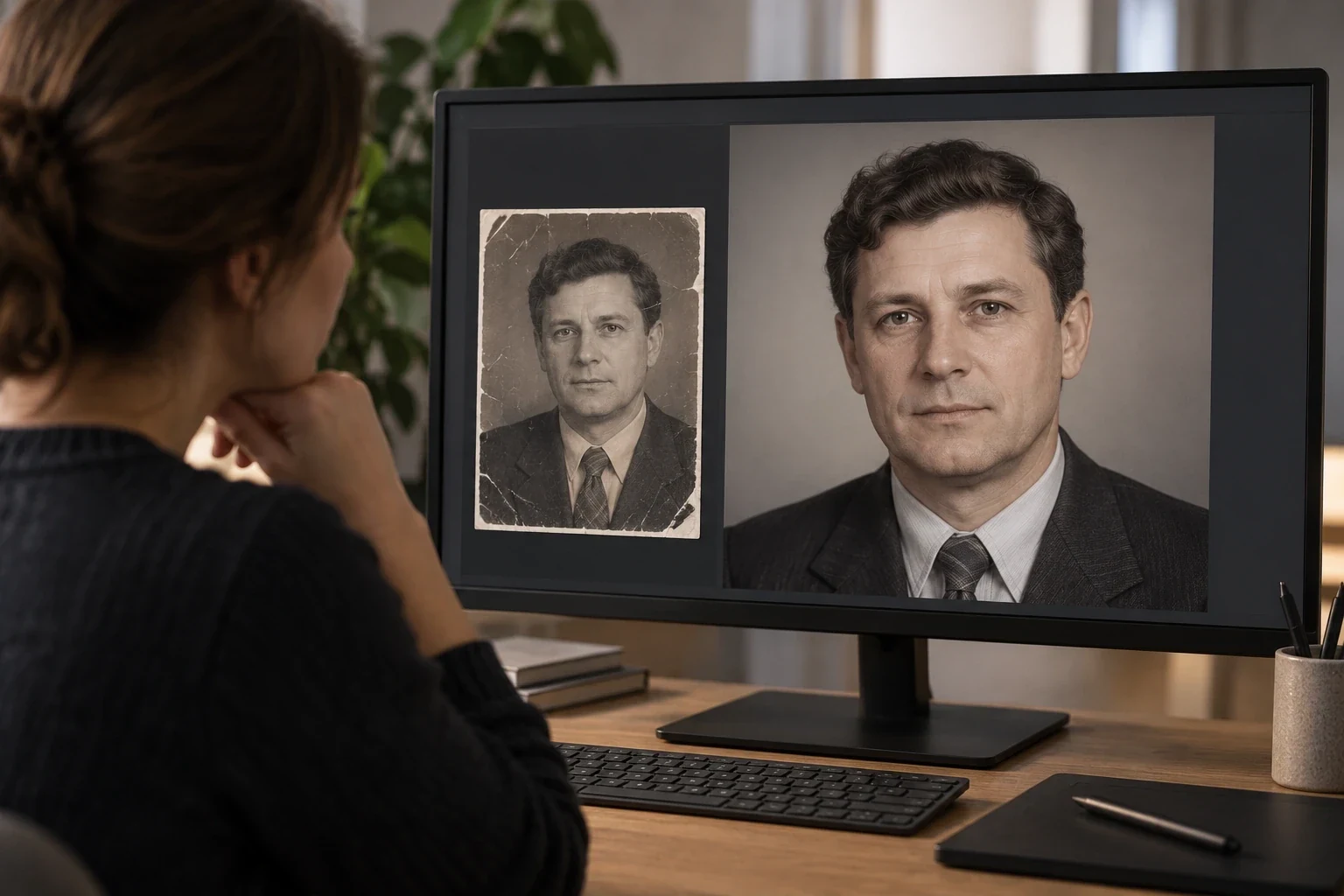 Памятный портрет, восстановленный по старой фотографии — как сделать поминальное фото из старого снимка