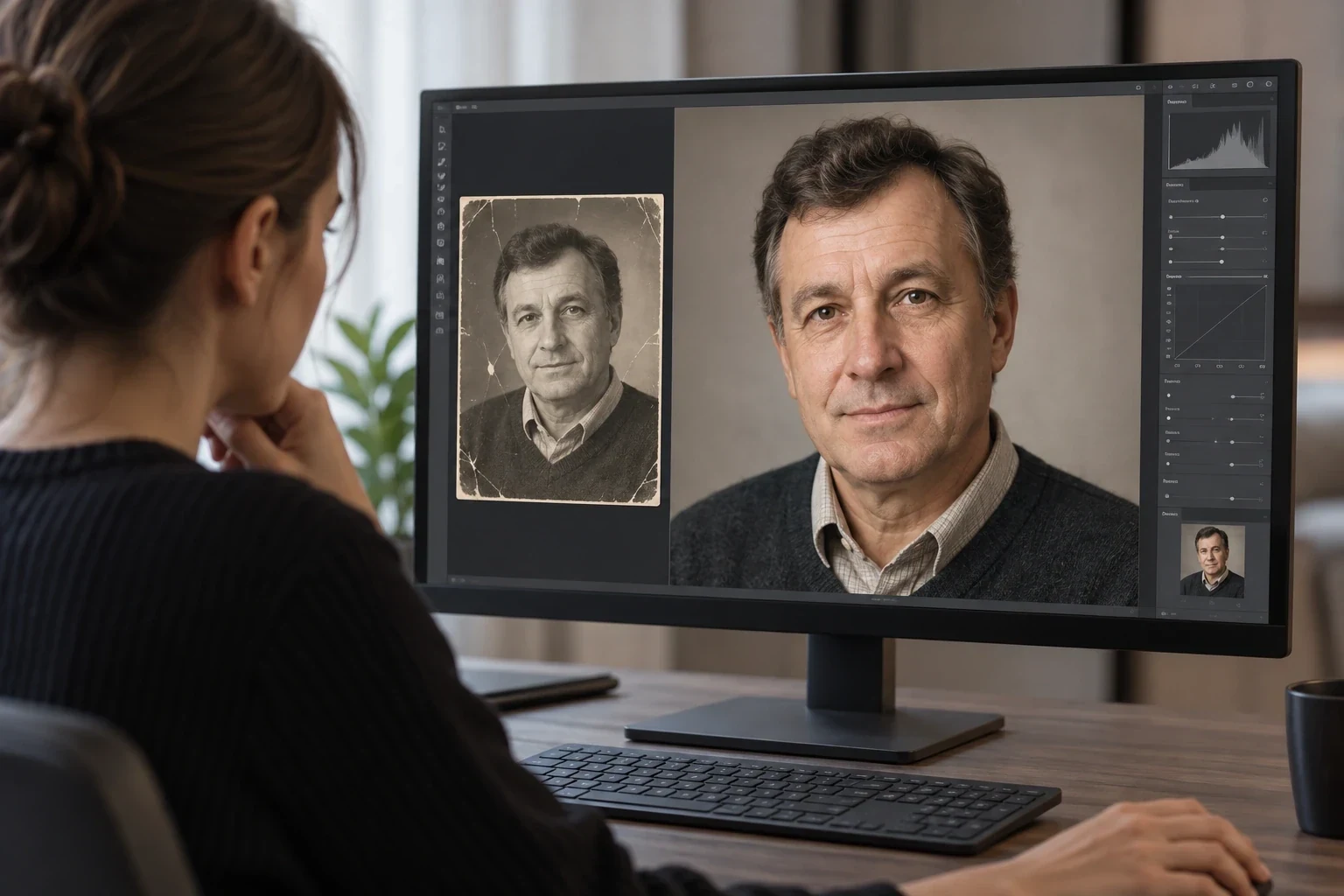 Памятный портрет, восстановленный по старой фотографии — этап или дополнительный пример 1 к статье «Как сделать поминальное фото из старого снимка»