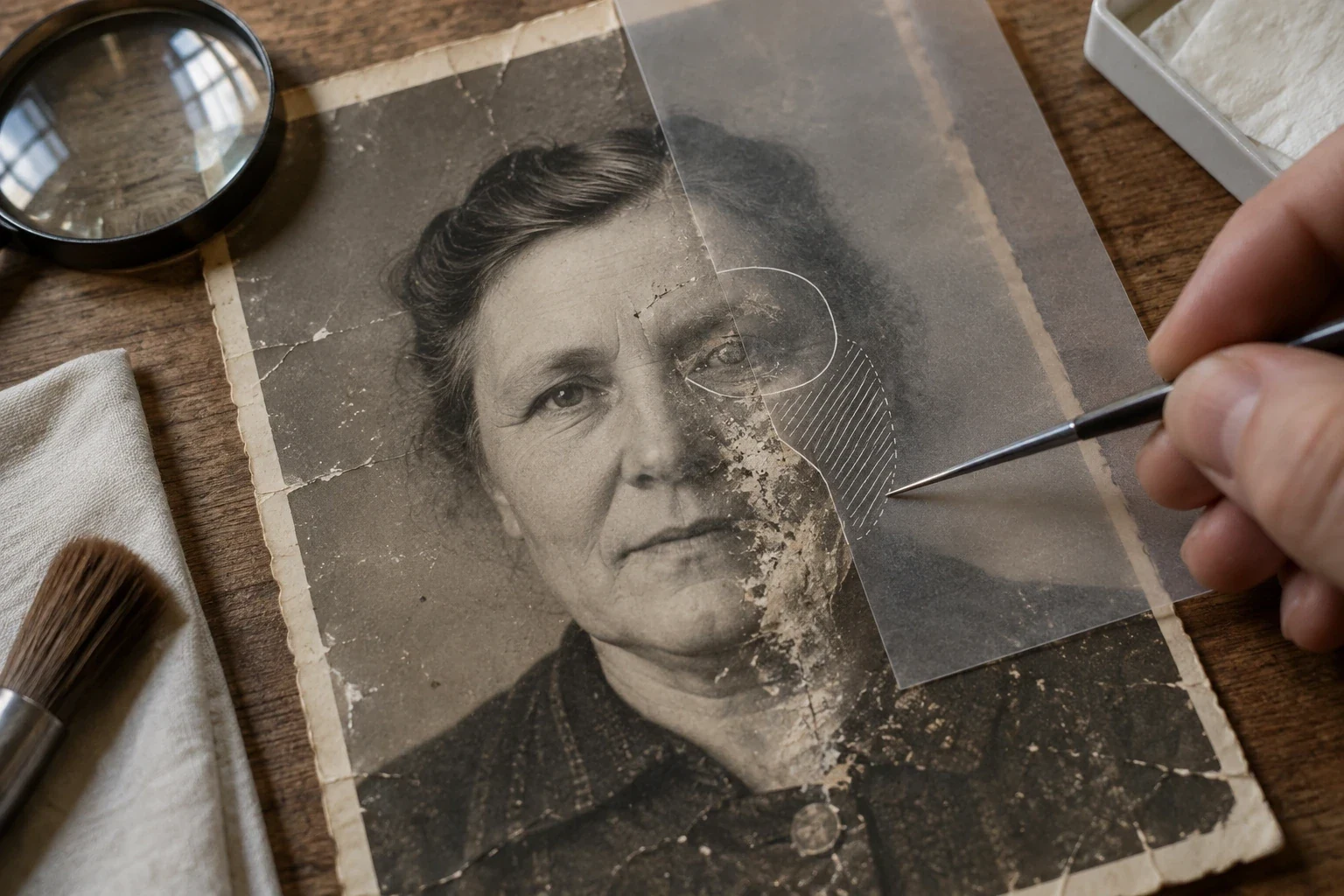 Старая фотография до и после цифровой реставрации — этап или дополнительный пример 3 к статье «Как восстановить старое фото и сохранить лицо»