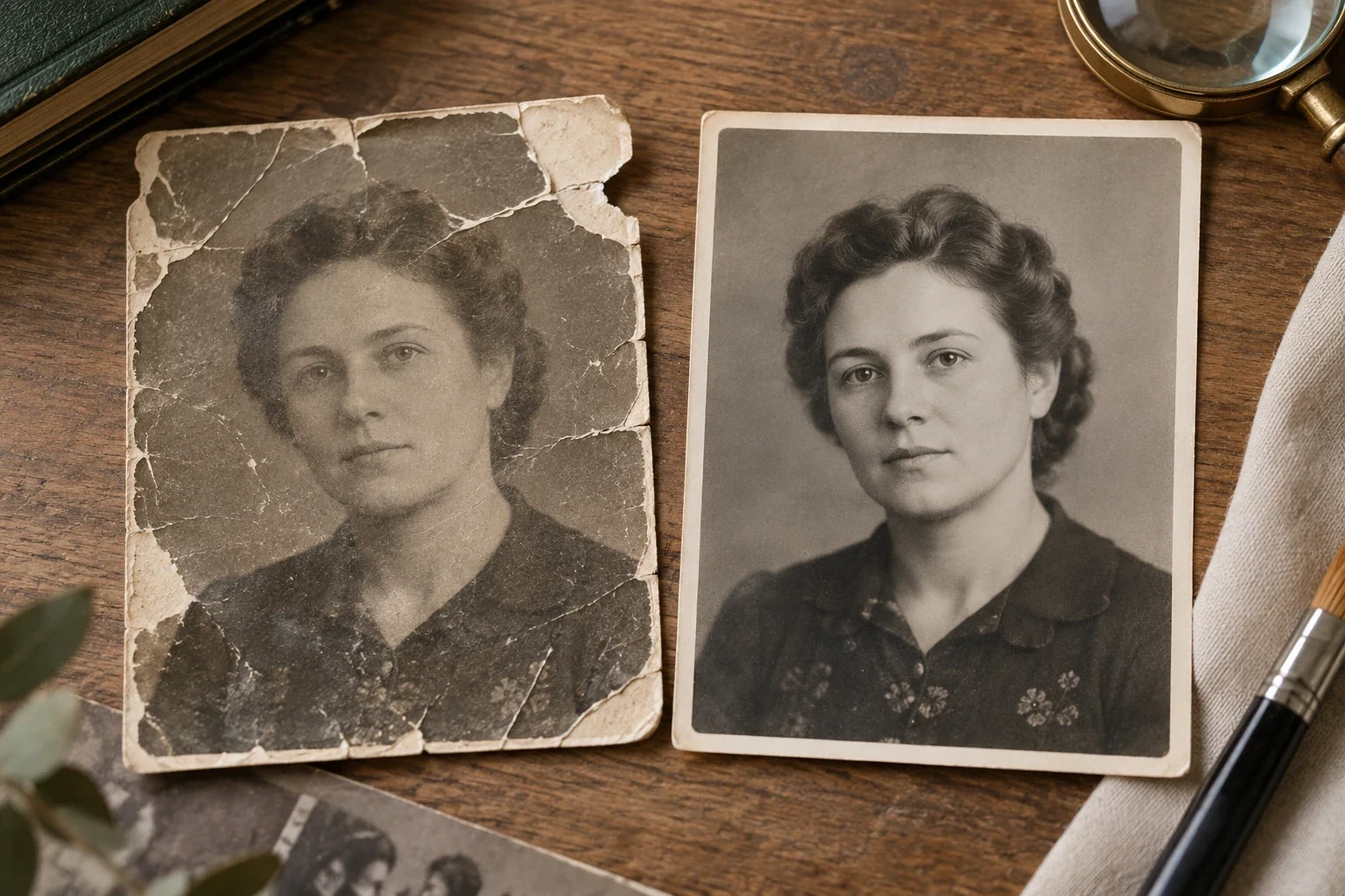 Старая фотография до и после цифровой реставрации — этап или дополнительный пример 3 к статье «Реставрация старых фотографий: что можно восстановить»