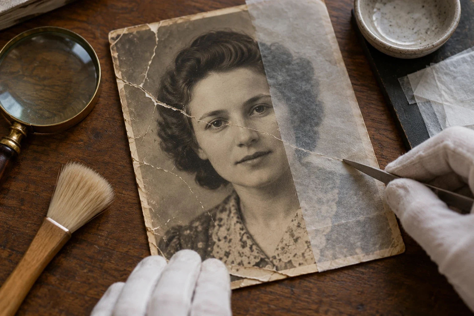 Старая фотография до и после цифровой реставрации — этап или дополнительный пример 2 к статье «Как восстановить сильно повреждённую фотографию»
