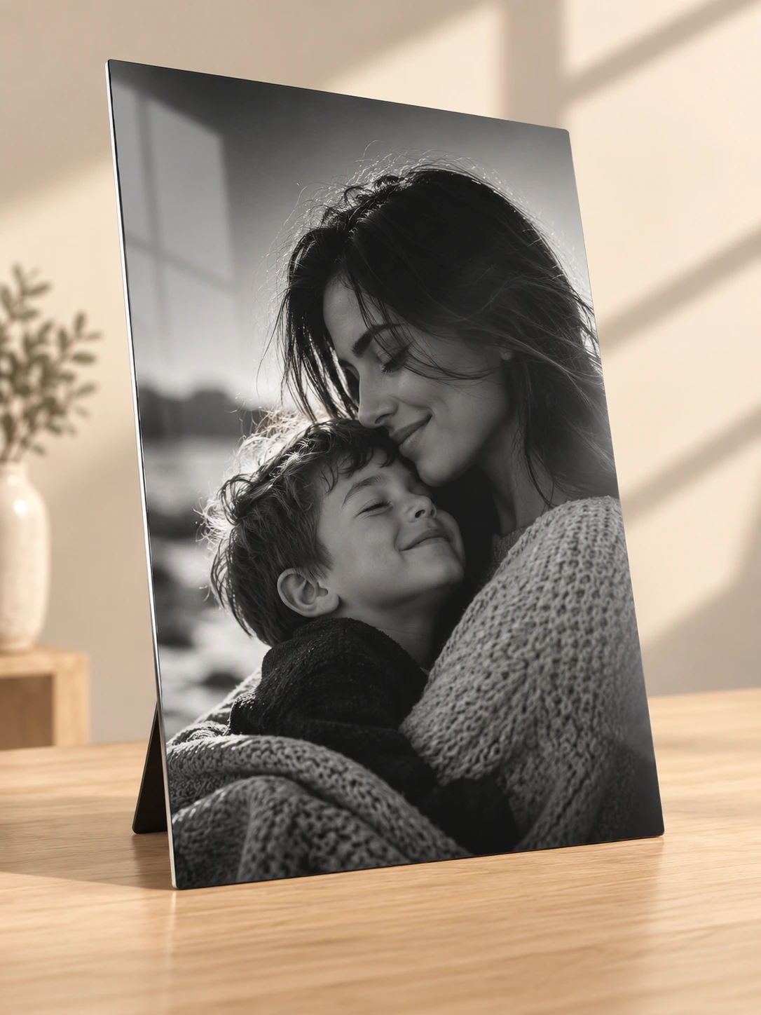 Чёрно-белая фотография на глянцевой металлической фотопанели 40×60 см