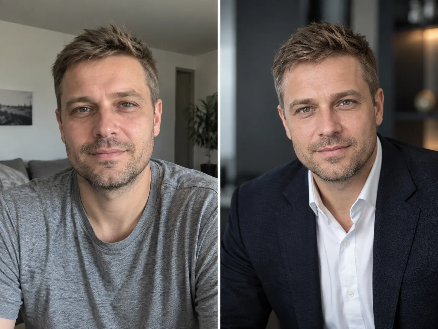 Исходное фото и профессиональный портрет с сохранением внешности и узнаваемости человека