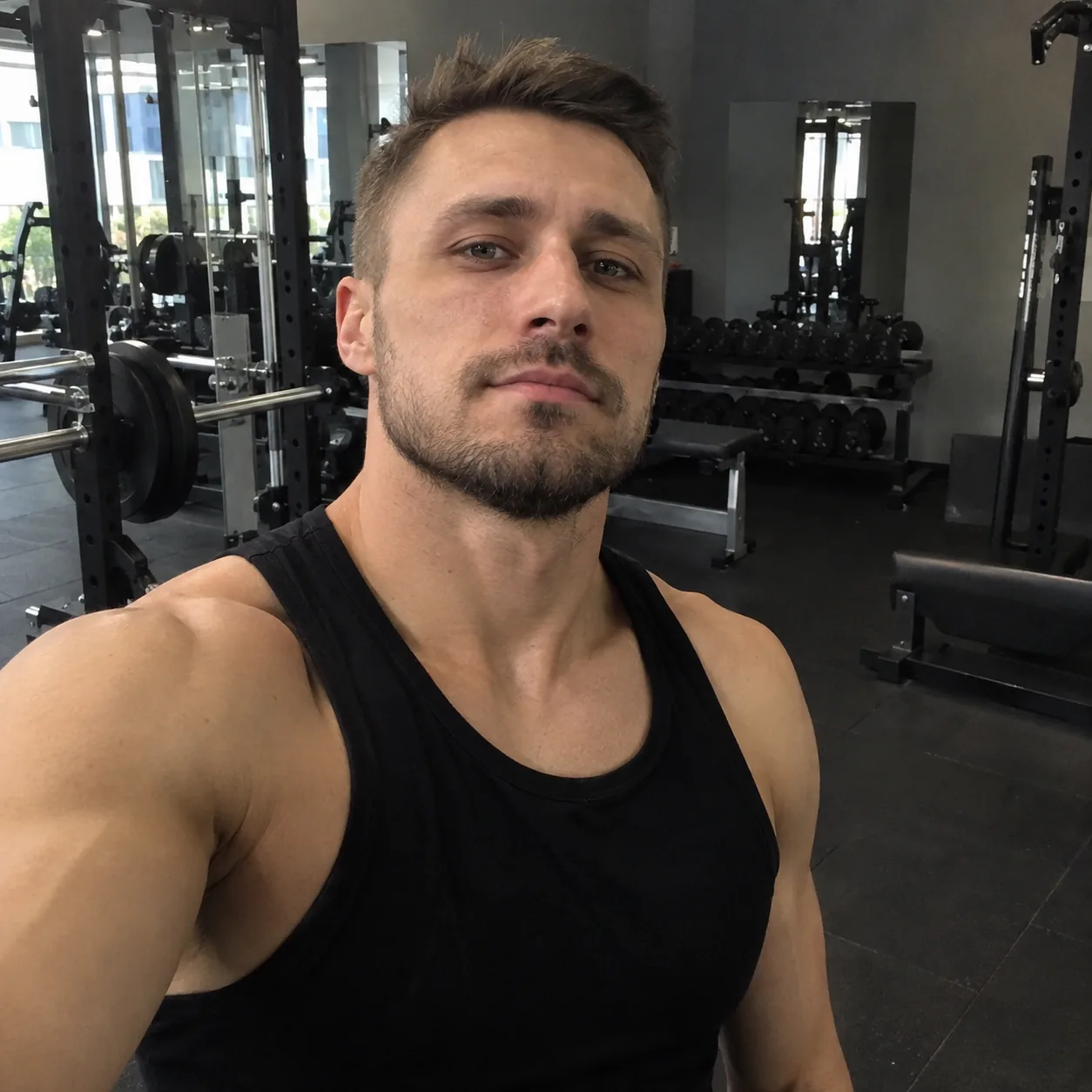 Исходное фото фитнес-тренера до профессиональной фотосессии по снимку