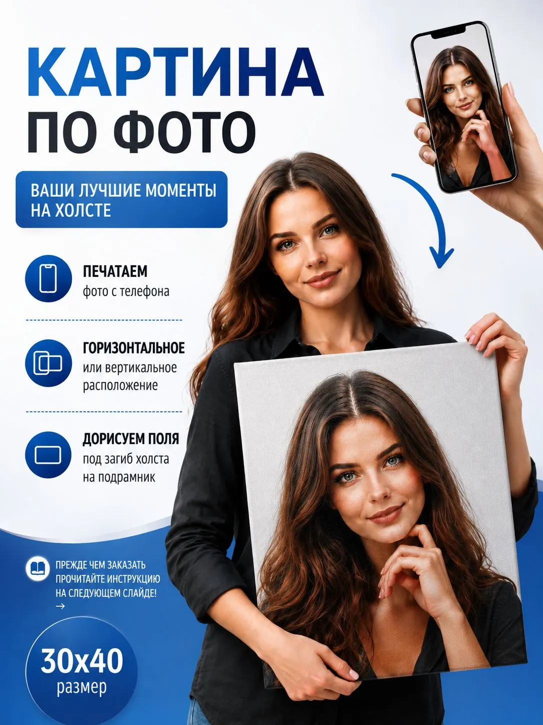 Портрет по фото на холсте на заказ 30х40 см_1