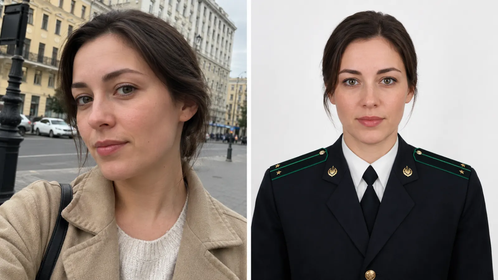Фото на удостоверение МВД в форме из обычного фото — женщина (вариант 7)
