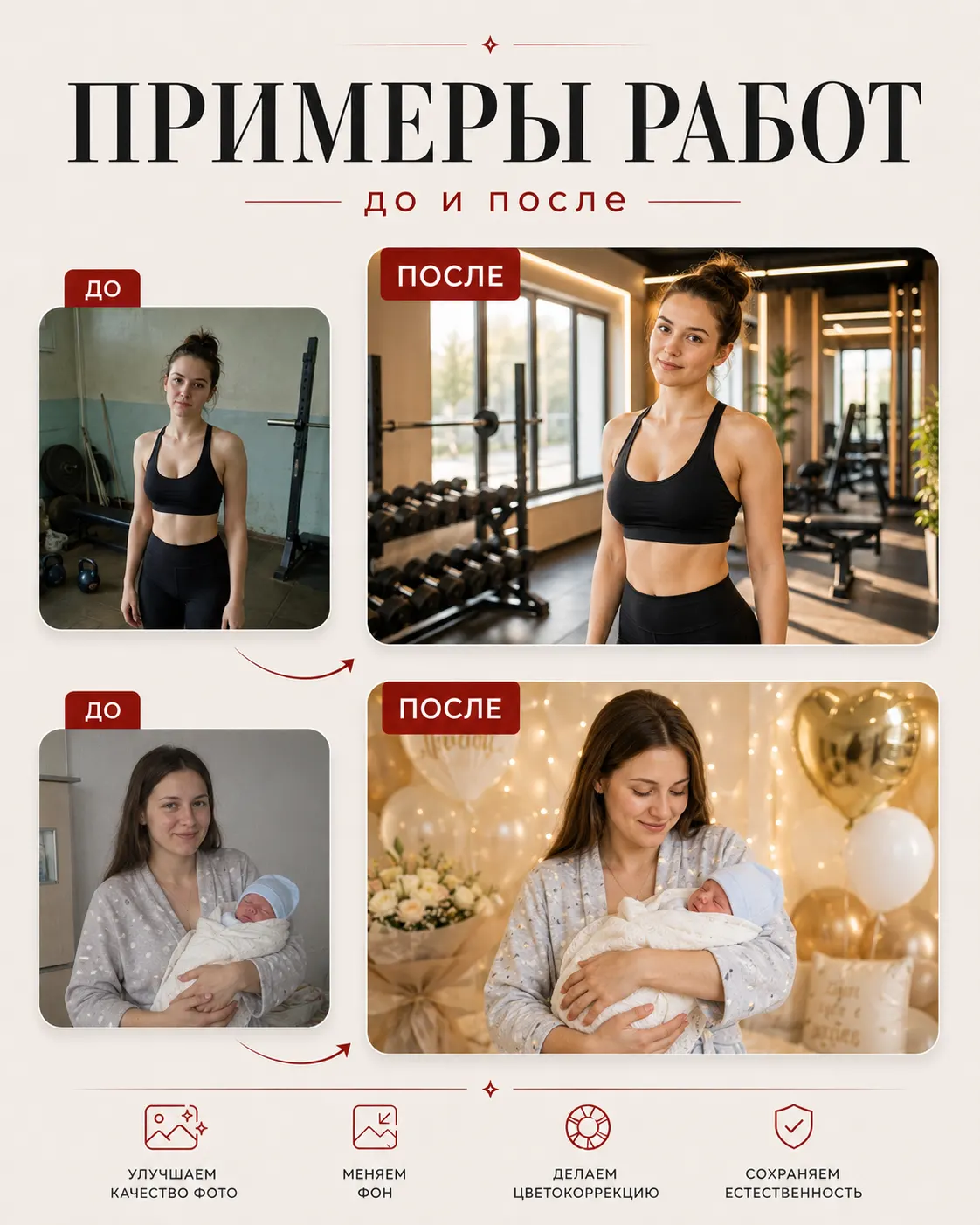 Пример: Замена фона на фото девушки — морской портрет, пляжный фон и ретушь