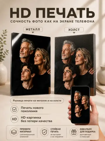 Подарок мужу картина на металле по фото на заказ 30х40