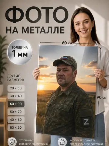 Подарок мужу картина на металле по фото на заказ 60х90