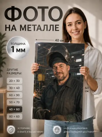 Работа студии: Подарок мужу картина на металле по фото на заказ 30х40