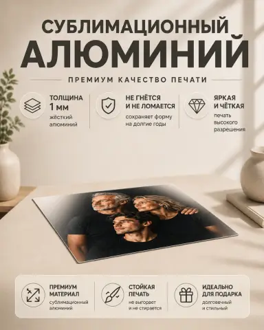 Подарок мужу картина на металле по фото на заказ 80х60 см — пример 2