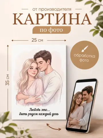 Картина из фото на холсте 25х35 см на заказ с обработкой фотографии и созданием макета