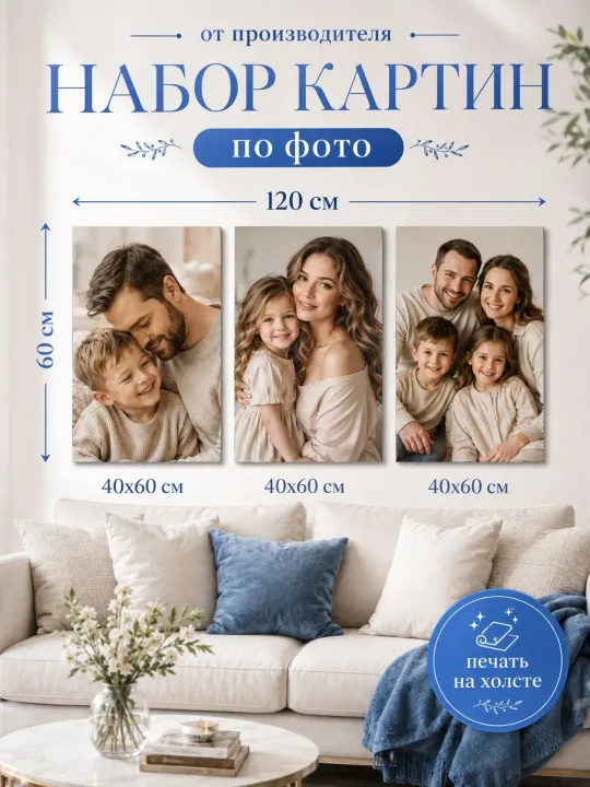 Зеркало ПроАрт Картина по фото на заказ 3 шт 60х120 см
