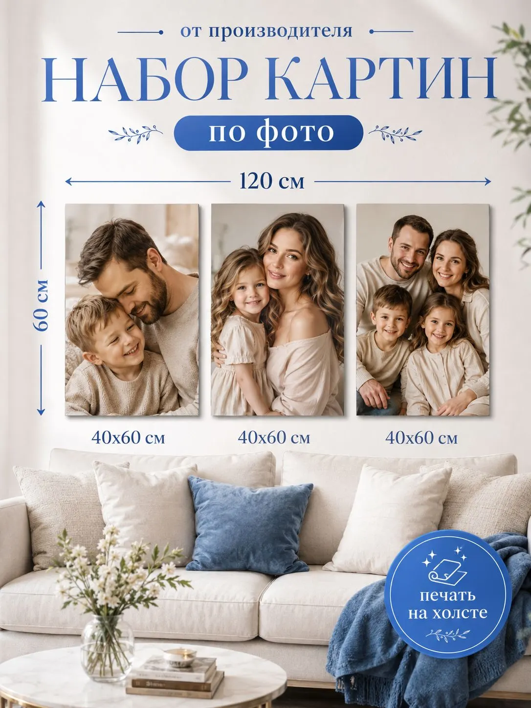 Зеркало ПроАрт Картина по фото на заказ 3 шт 60х120 см_1