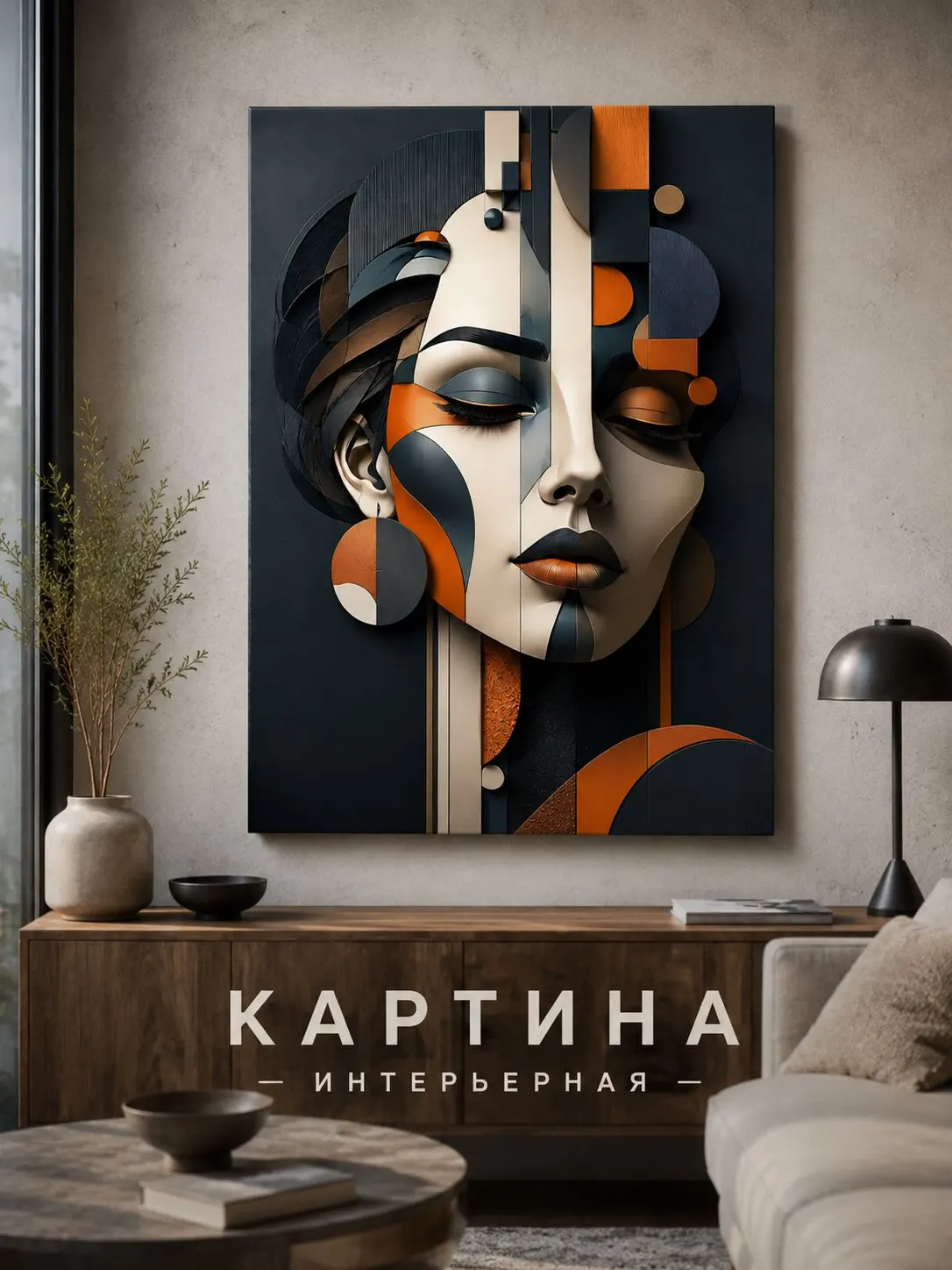 Зеркало ПроАрт Картина Лицо девушки арт 50х70 см_1