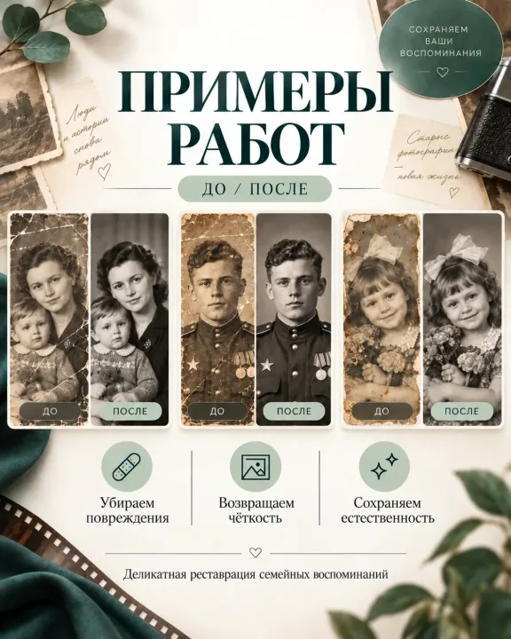 Реставрация старых фотографий онлайн — пример 2
