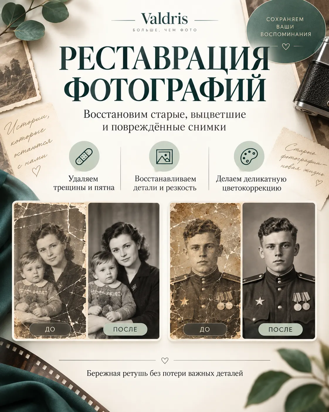 Реставрация старых фотографий онлайн