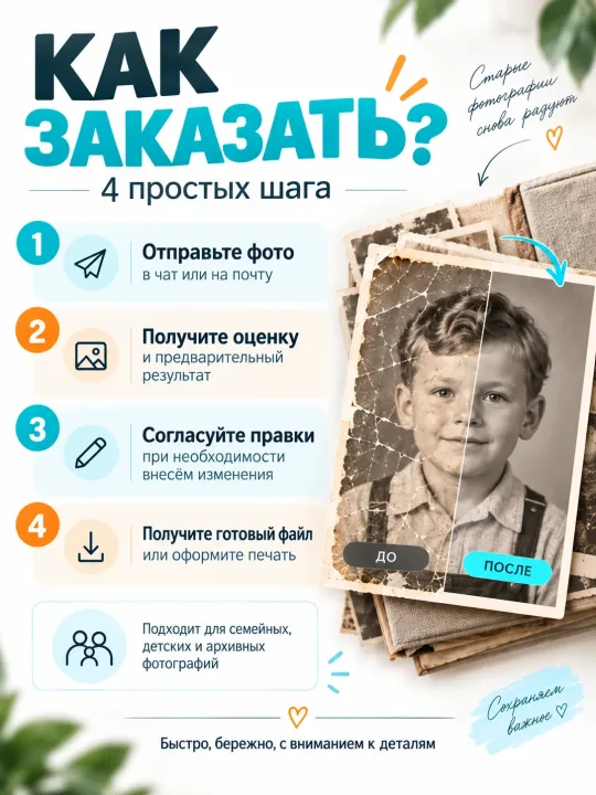 Реставрация старых фотографий онлайн — пример 2