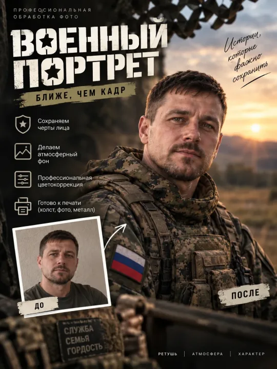 Пример: Военный портрет по фото — электронный файл