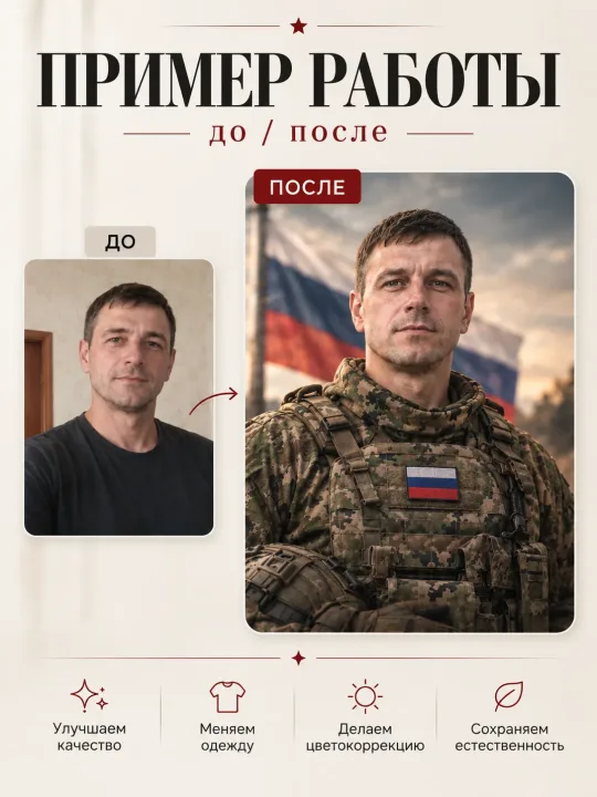 Пример: Военный портрет по фото — электронный файл