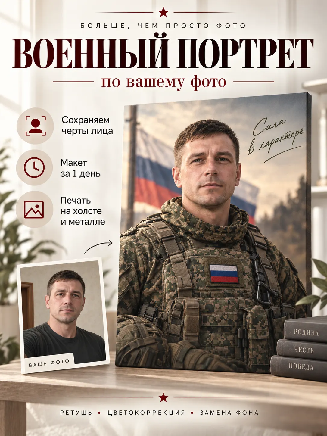 Военный портрет по фото, семейный портрет