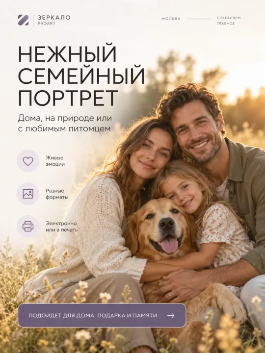 Пример: Семейный портрет по фото онлайн без фотосессии