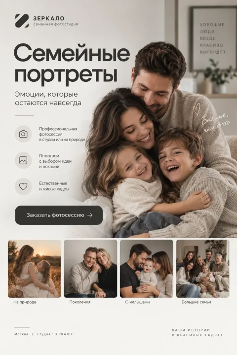 Семейный портрет по фото онлайн без фотосессии — результат обработки