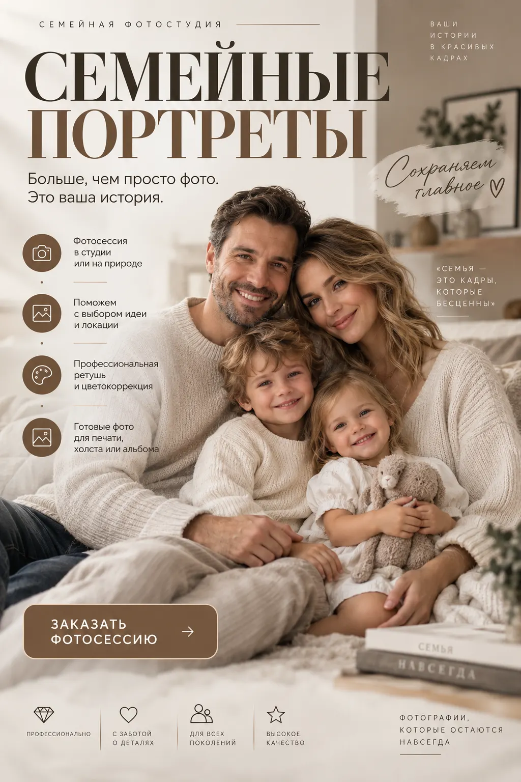 Пример: Электронная обработка, семейный портрет по фото онлайн