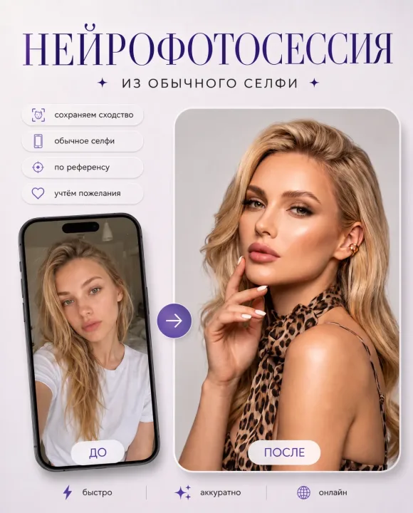 Нейрофотосессия онлайн по фото, студийная фотосессия по фото онлайн