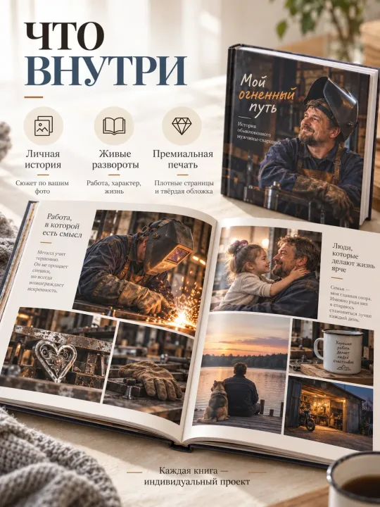 Персональная книга на заказ с вашим ребёнком или вашей историей — пример 2