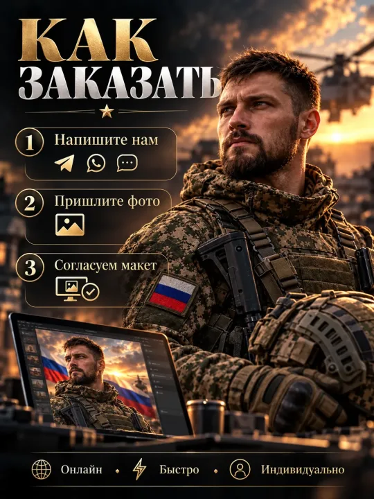 Пример: Военный портрет по фото — электронный файл