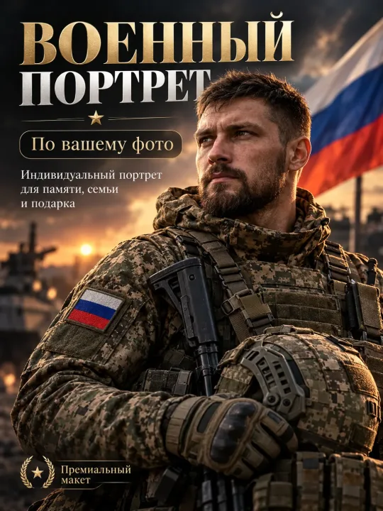 Художественный военный портрет по фото