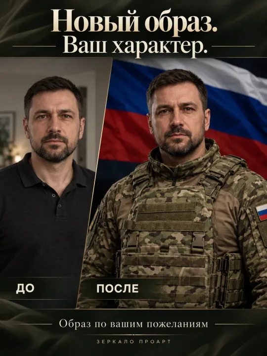 Военный портрет онлайн без фотосессии по фото — электронный файл, подарок мужу, отцу, брату