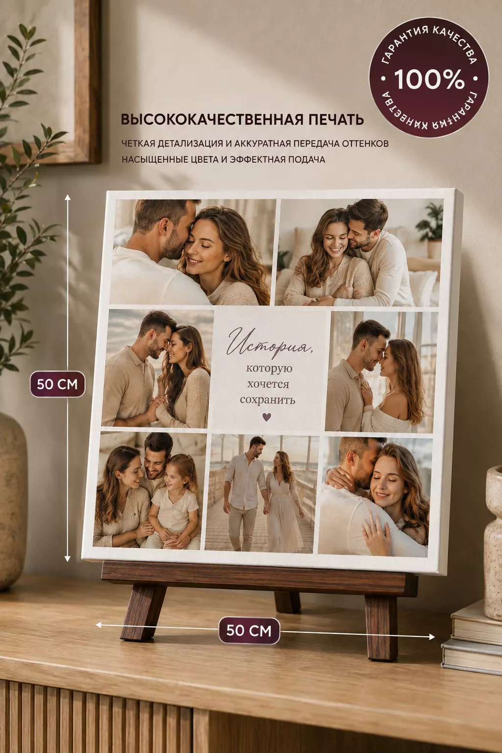 Картина по фото на заказ коллаж 50х50