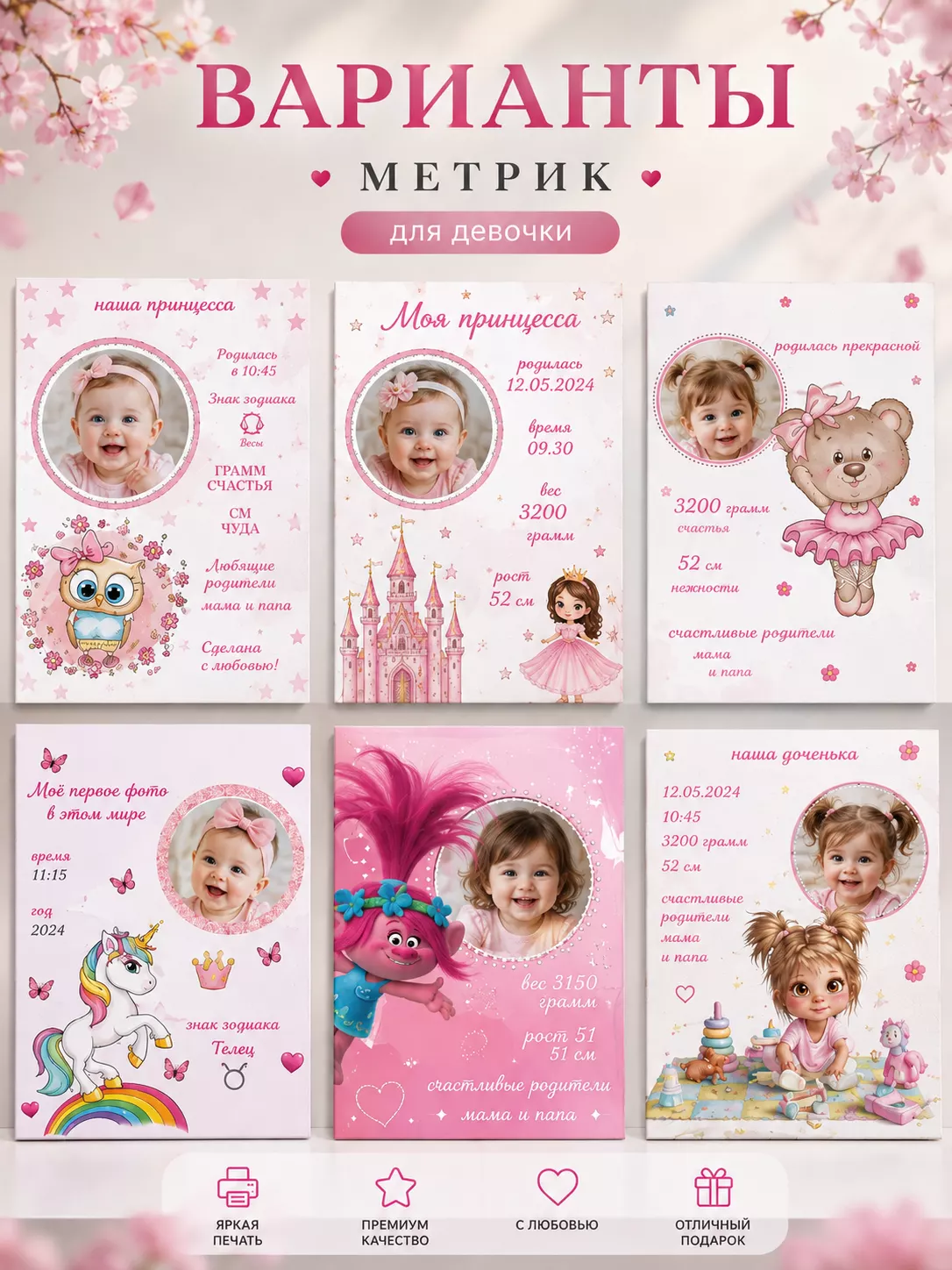 Картина по фото на заказ Метрика 40х60 см