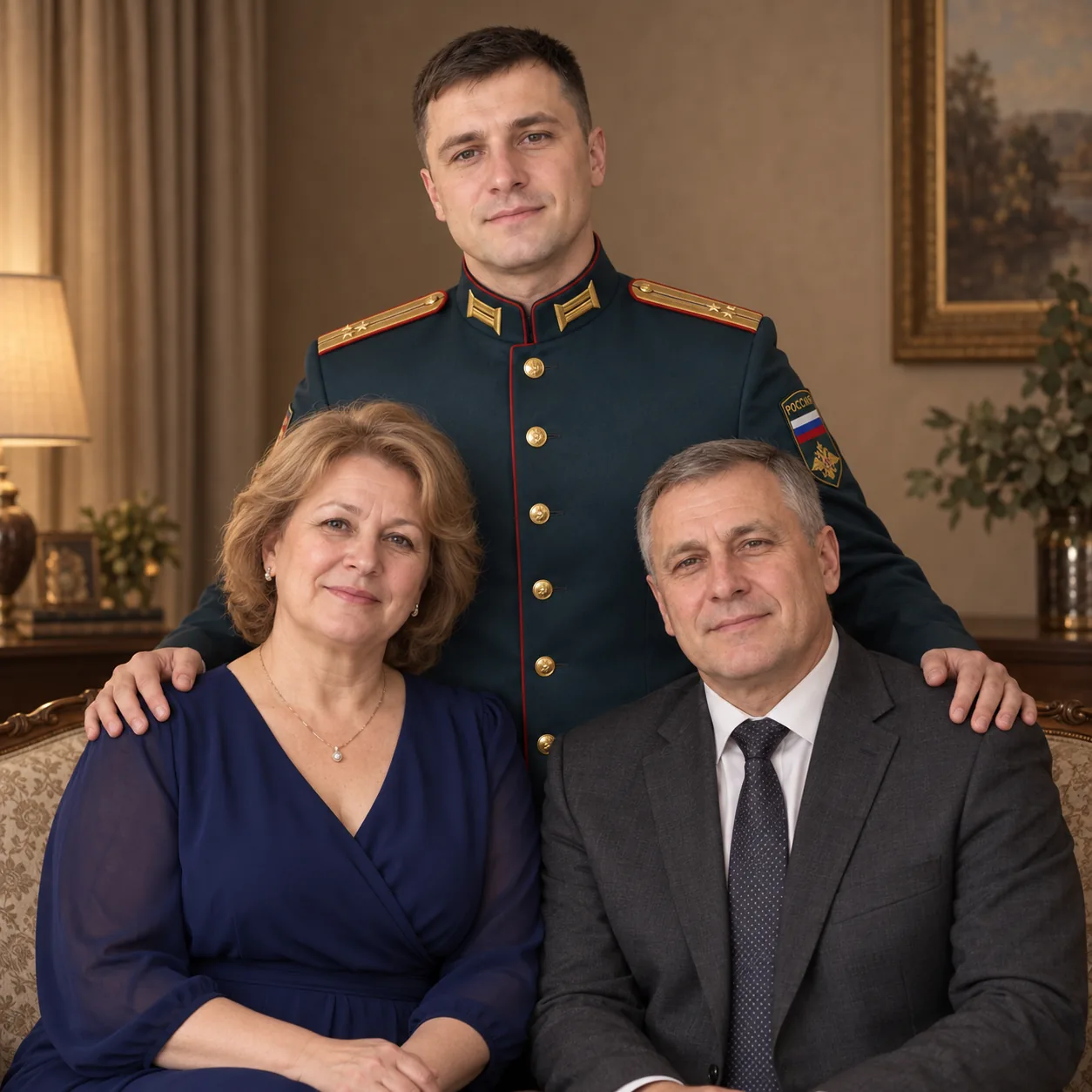 Общий семейный портрет военнослужащего с родителями